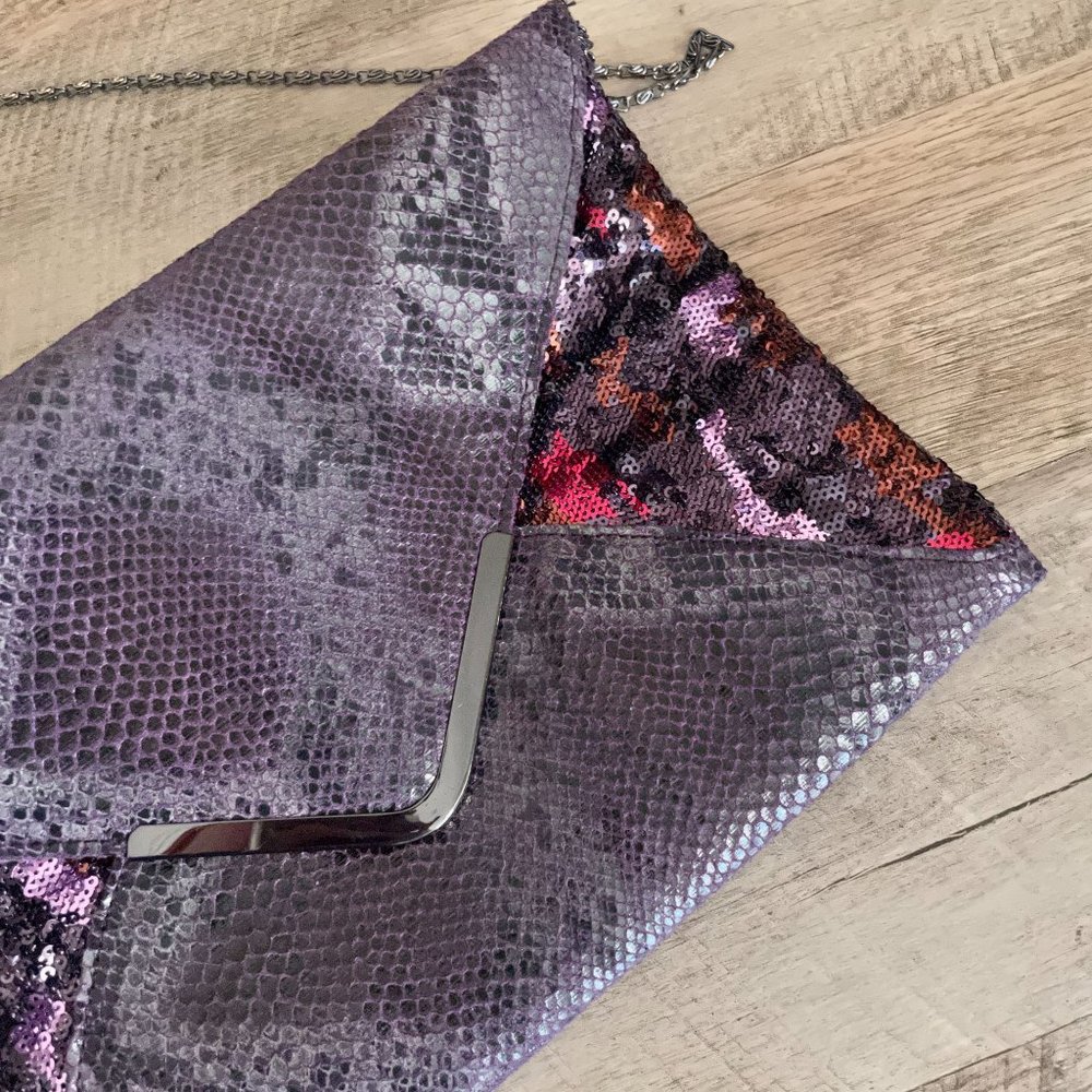 Big Buddha Snake Print & Sequin Envelope Style Cl… - image 5